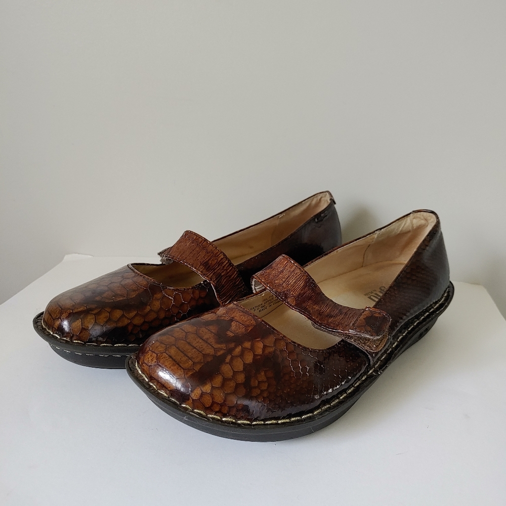 Alegria Feliz Snakeskin Print Mary Jane Shoes Clogs Leather US 9 / EU 39